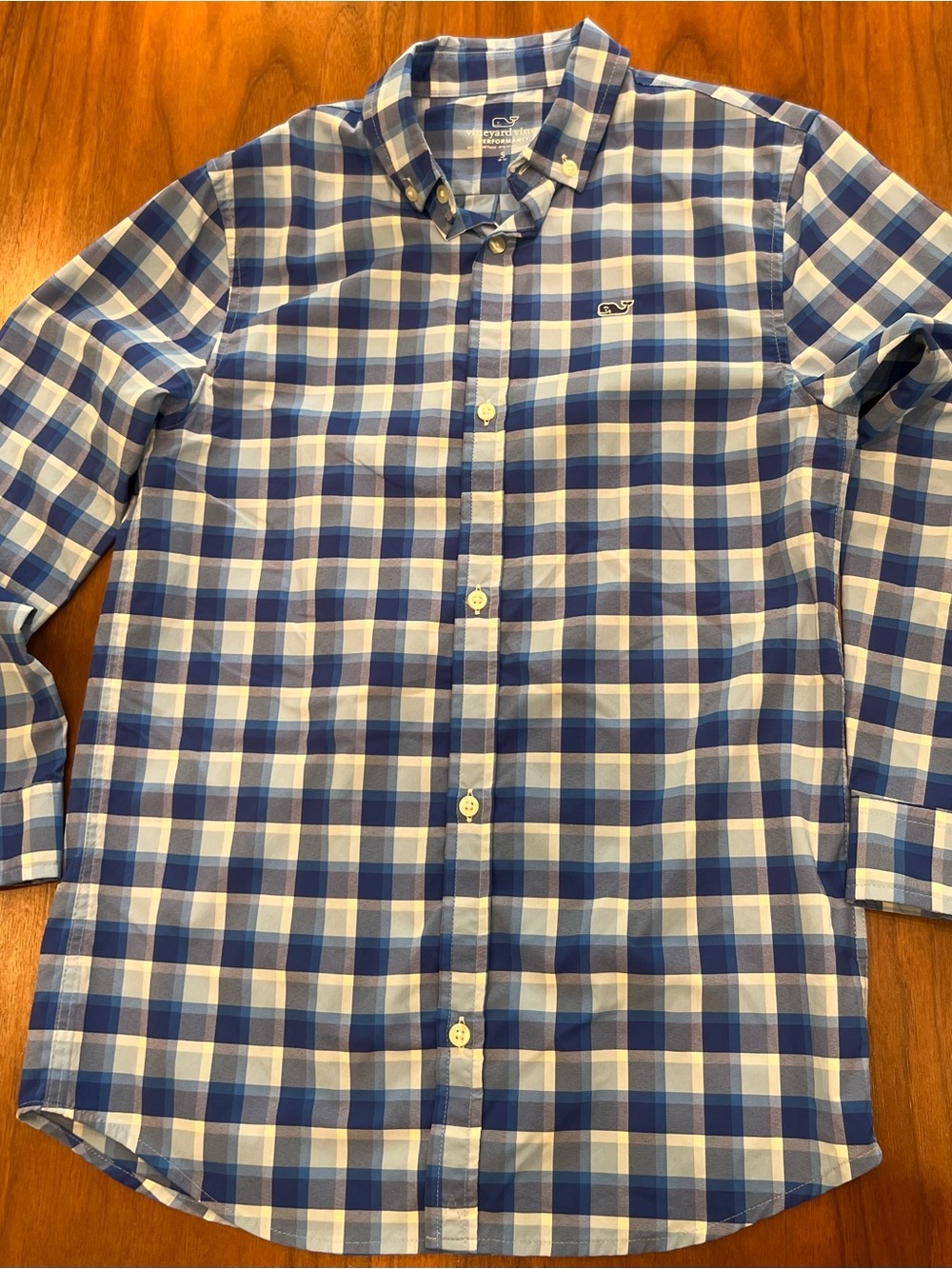 Vineyard Vines Blue and White Plaid Button-Down Shirt